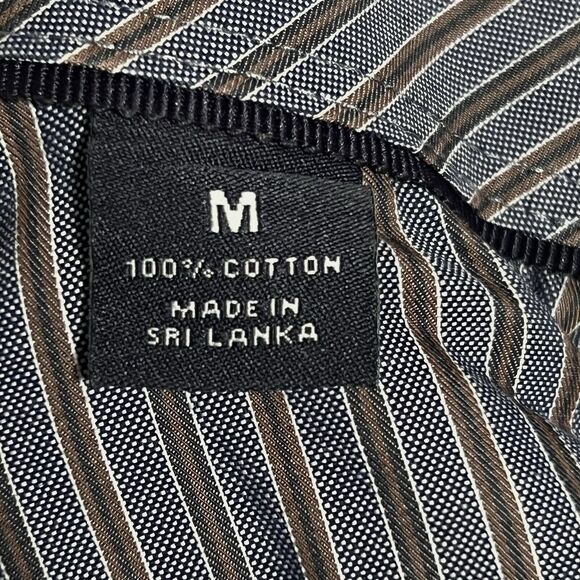 Hart Shaffner Marx Button Up Shirt Men's M Gray Striped 100% Cotton - Picture 4 of 12